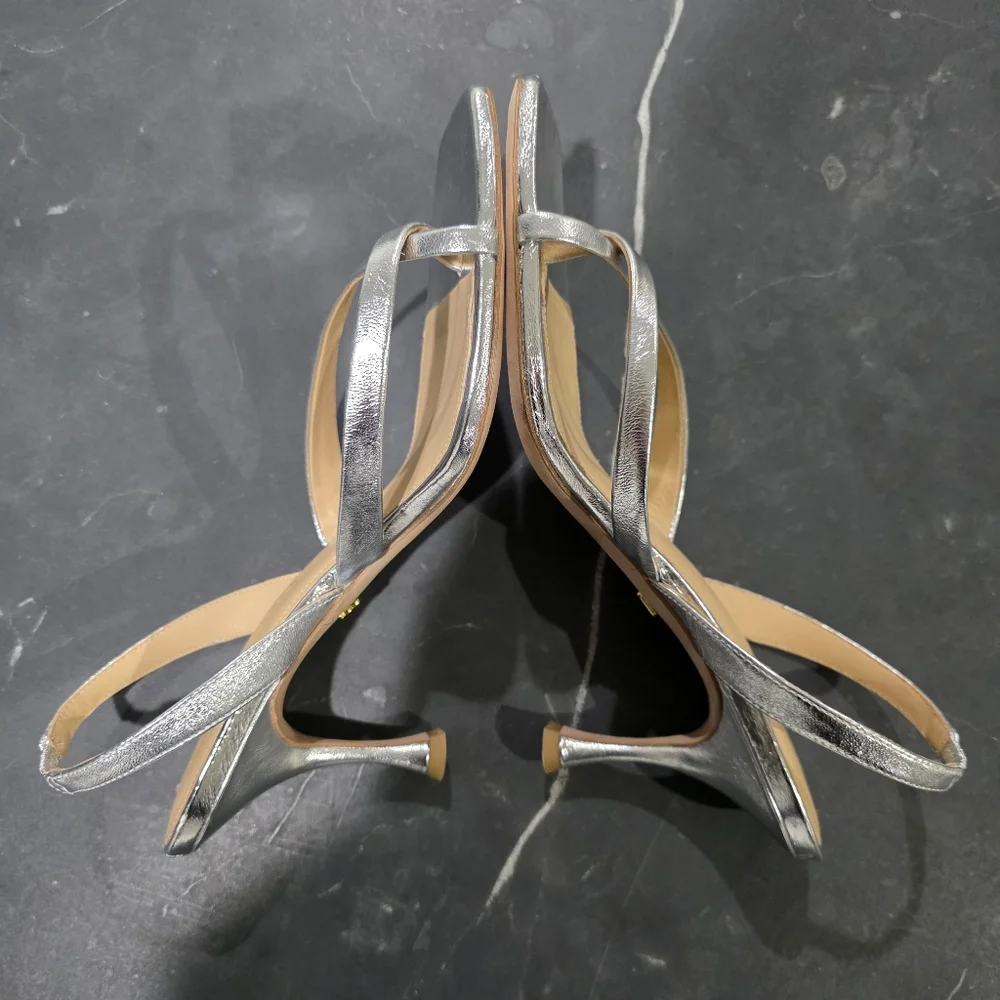 NEW Veronica Beard‎ Silver Strappy Heeled Sandals Size 9.5